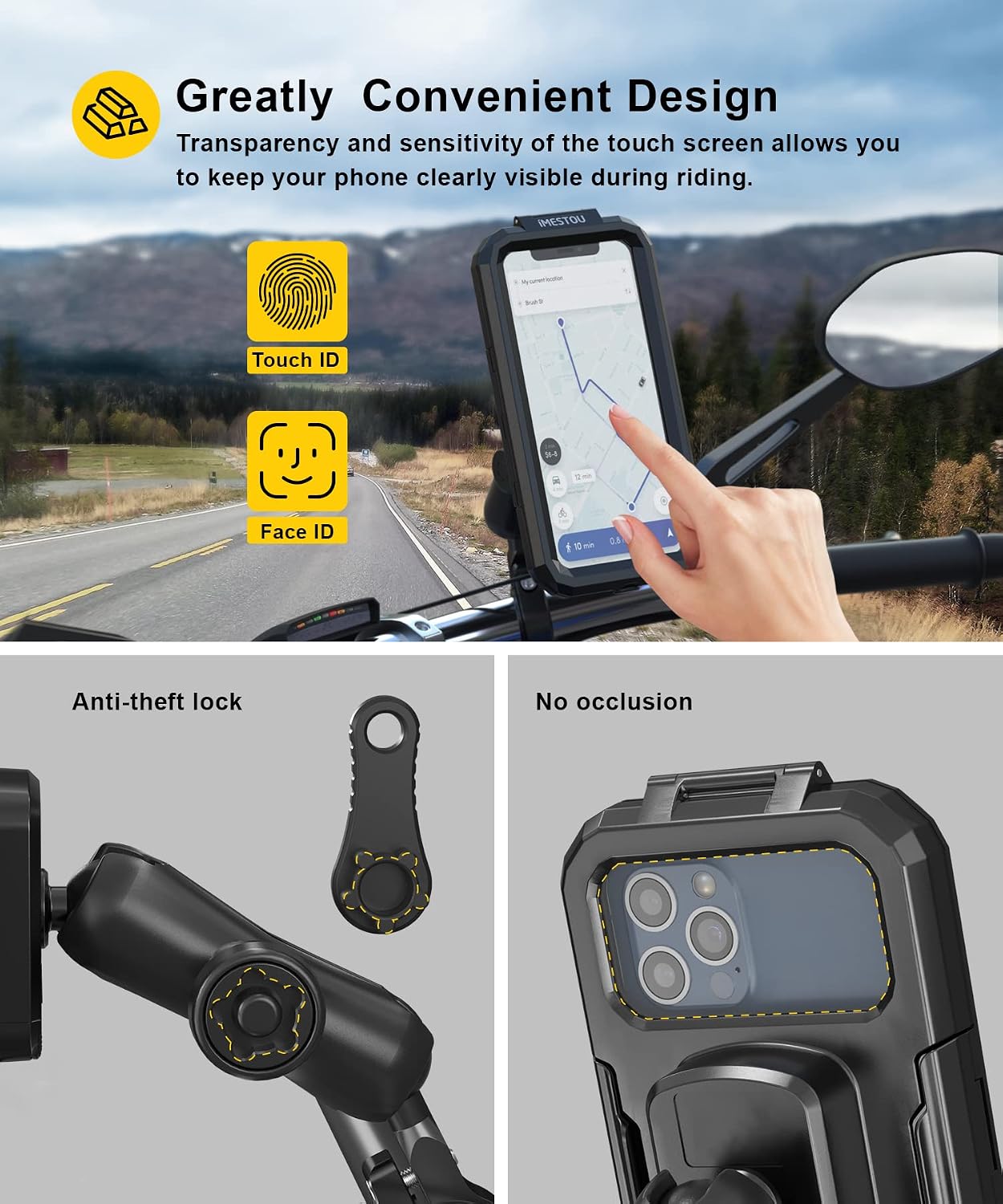 Support de Téléphone Antivol et Étanche pour Moto