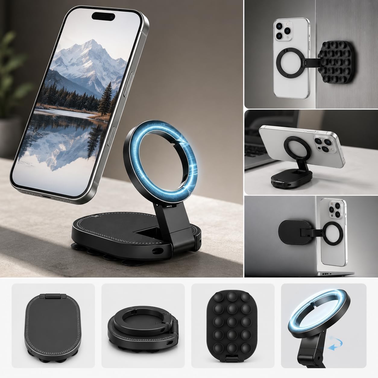 3-in-1 Foldable Magnetic Phone Mount