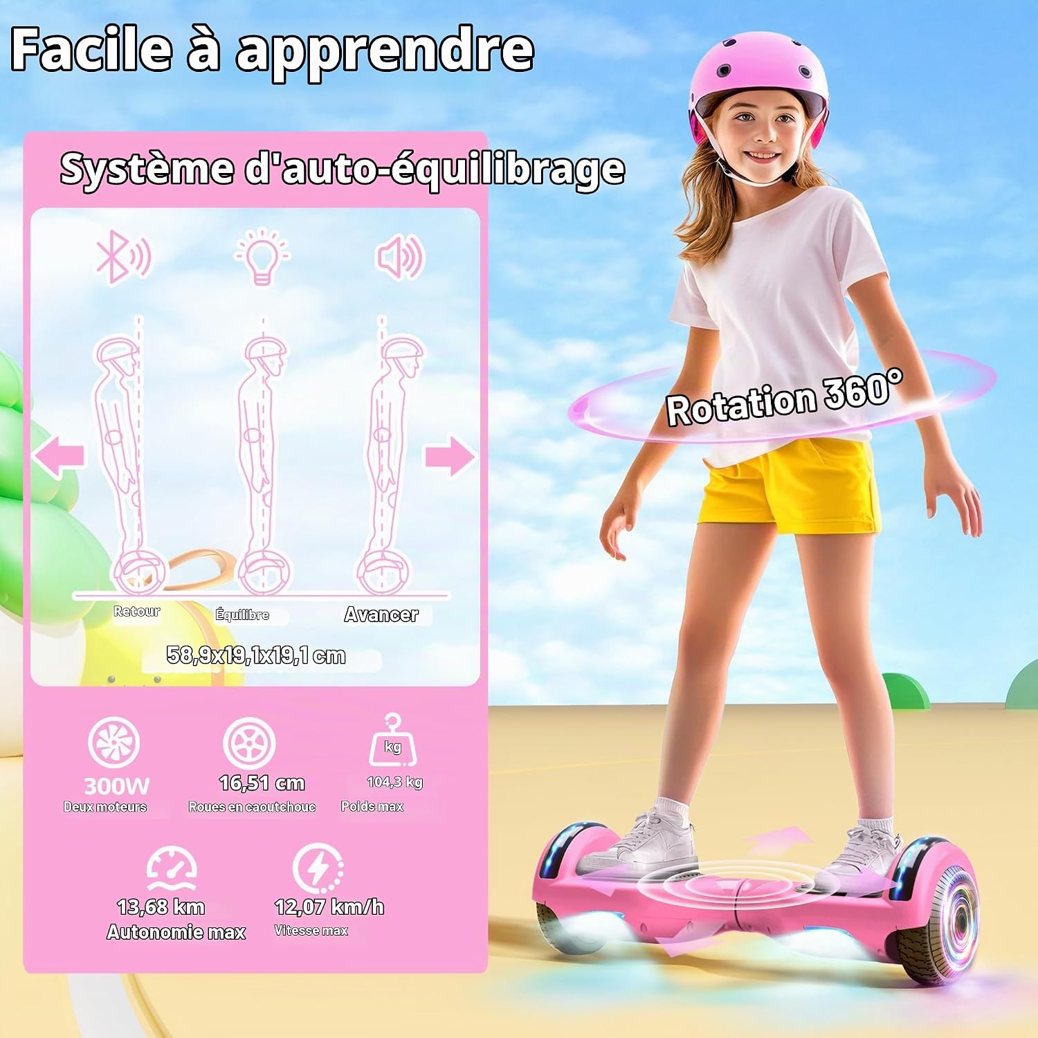 Hoverboard Bluetooth LED SISIGAD 6,5 pouces