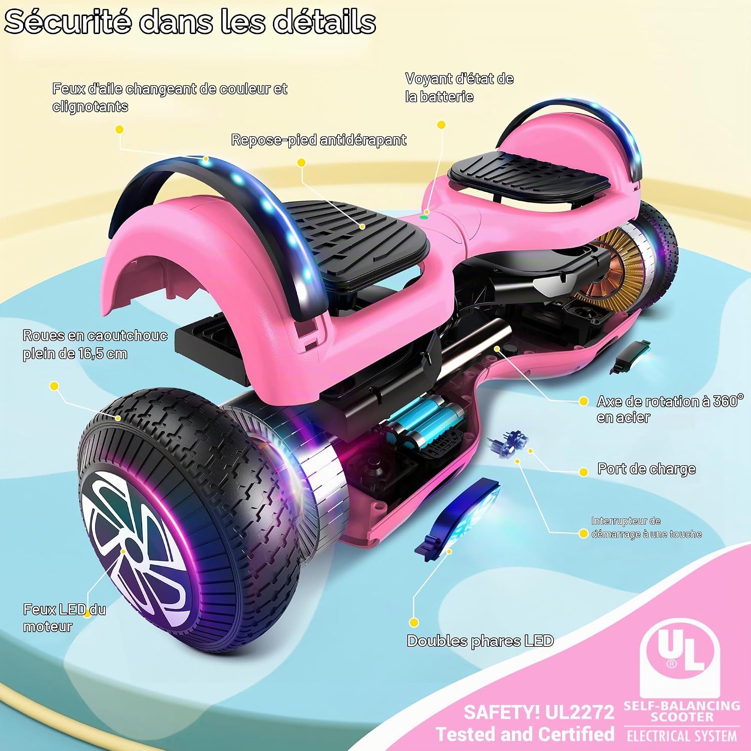 Hoverboard Bluetooth LED SISIGAD 6,5 pouces