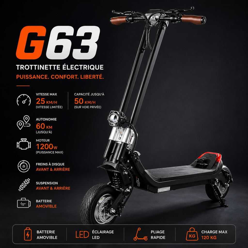 Trottinette électrique tout-terrain G63 Gyroor 1200W