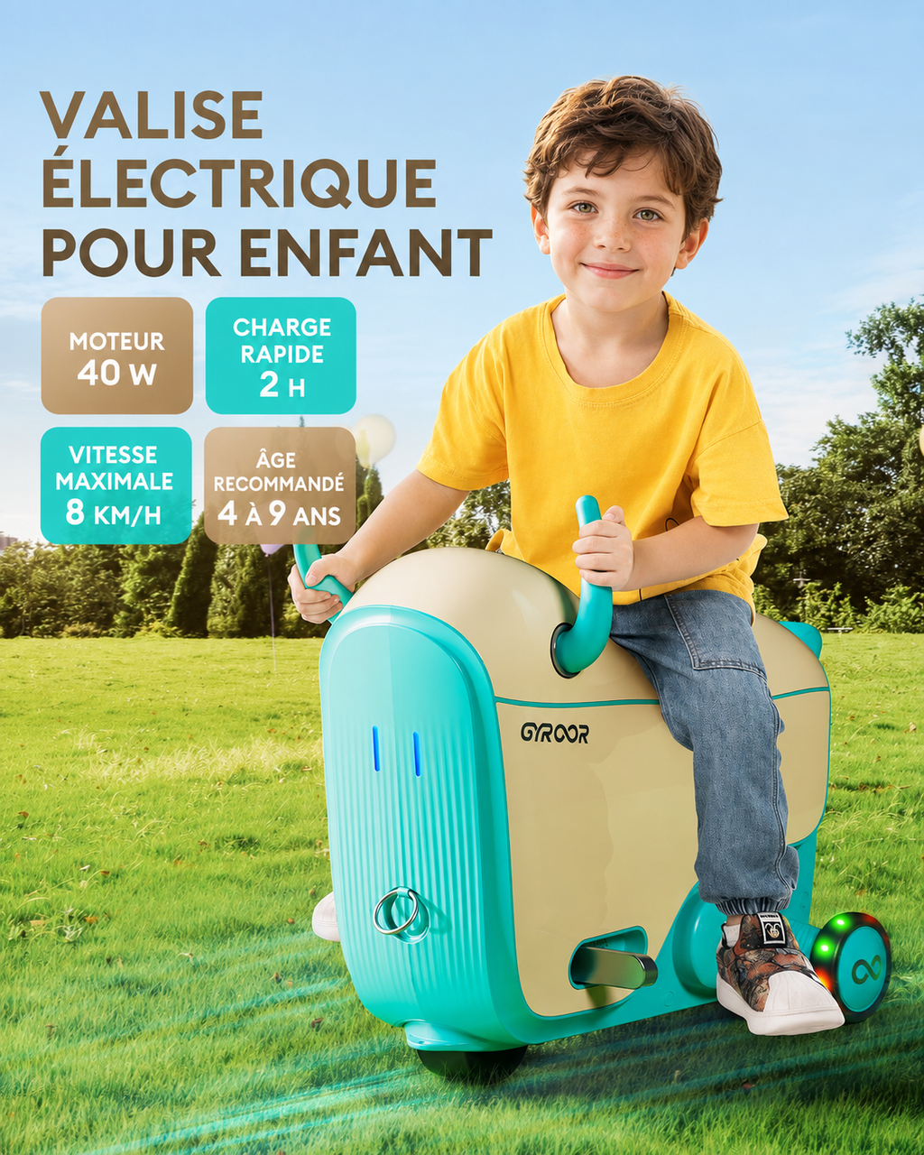 Valise électrique GYROOR GNU pour enfants
