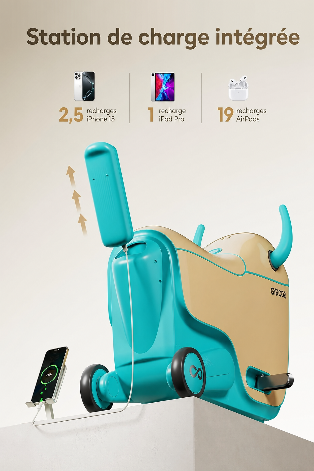 Valise électrique GYROOR GNU pour enfants